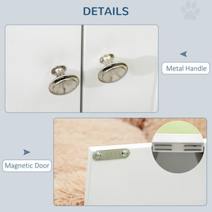 English Elm PawHut Elevated Dog Bowl Stand with 44L Storage Cabinet, Magnetic Doors, Stainless Bowls, White W2225P166297