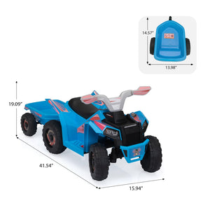 English Elm 6v Kids Ride on Atv Toddler Electric Car with Detachable Trailer and Bluetooth Audio Blue W2181P164288