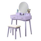 English Elm Liannon Contemporary Wood Vanity and Stool Set, Purple