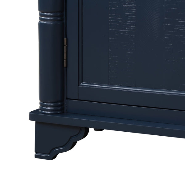 English Elm 40" Retro Console Table with Dual Cabinet Storage Pine Frame Entryway Foyer Navy Blue W1202P146347