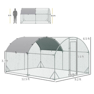 English Elm Pawhut Walk-in Galvanized Steel Chicken Run with Dome Canopy for Yard Farm Use W2225P166340