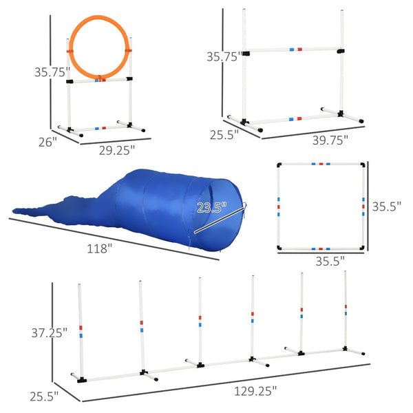 English Elm Pawhut 5-Piece Dog Agility Training Kit - Portable Obstacle Course For Outdoor Fun & Bonding Activities W2225P166301-GIGA