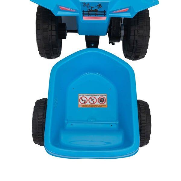 English Elm 6v Kids Ride on Atv Toddler Electric Car with Detachable Trailer and Bluetooth Audio Blue W2181P164288