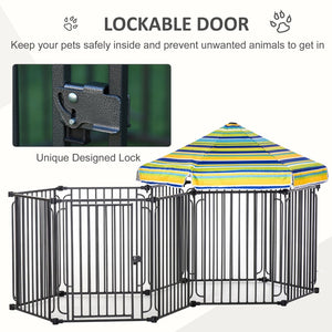 English Elm Pawhut Durable Dog Playpen With Lockable Door & Removable Canopy For Indoor/Outdoor Fun, 47"H W2225P166427-GIGA