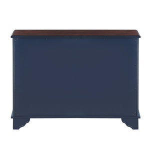 English Elm 40" Retro Console Table with Dual Cabinet Storage Pine Frame Entryway Foyer Navy Blue W1202P146347