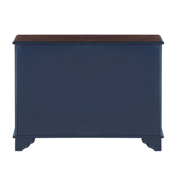 English Elm 40" Retro Console Table with Dual Cabinet Storage Pine Frame Entryway Foyer Navy Blue W1202P146347