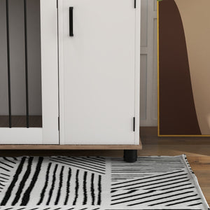 English Elm Pawhut Walnut Furniture Dog Kennel with Side Table Top and Concealed Storage Cabinet W2225P166429