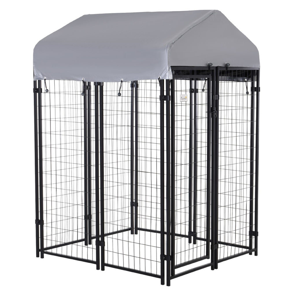 English Elm Pawhut Outdoor Dog Kennel Steel Exercise Pen with Canopy and Secure Lockable Entry W2225P166316