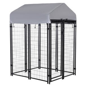 English Elm Pawhut Outdoor Dog Kennel Steel Exercise Pen with Canopy and Secure Lockable Entry W2225P166316