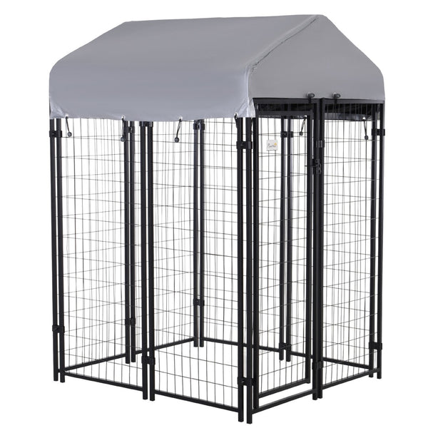 English Elm Pawhut Outdoor Dog Kennel Steel Exercise Pen with Canopy and Secure Lockable Entry W2225P166316
