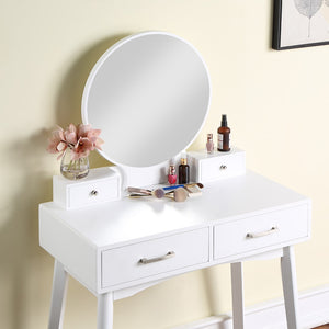 English Elm Liannon Contemporary Wood Vanity and Stool Set, White