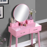 English Elm Liannon Contemporary Wood Vanity and Stool Set, Pink