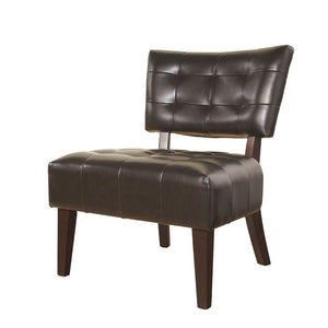 English Elm Roundhill Furniture Button-tufted Club Chair Blended Leather Oversized Seat Study Lounge T2574P172744