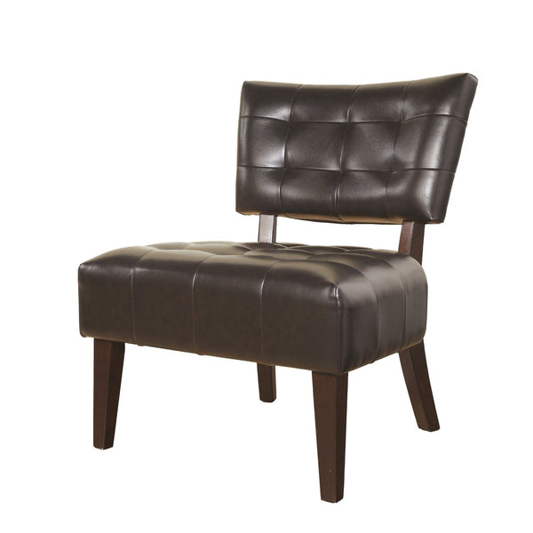 English Elm Roundhill Furniture Button-tufted Club Chair Blended Leather Oversized Seat Study Lounge T2574P172744
