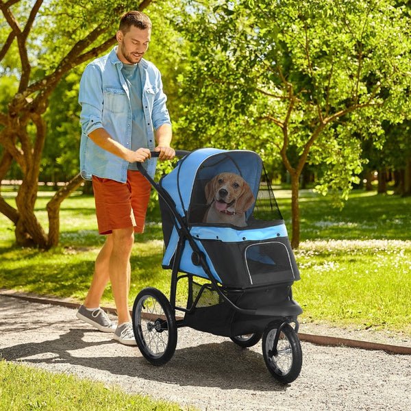 English Elm Pawhut All-Terrain Pet Stroller For Small & Medium Dogs, Foldable With Safety Features & Storage Basket W2225P166288-GIGA