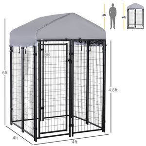 English Elm Pawhut Outdoor Dog Kennel Steel Exercise Pen with Canopy and Secure Lockable Entry W2225P166316