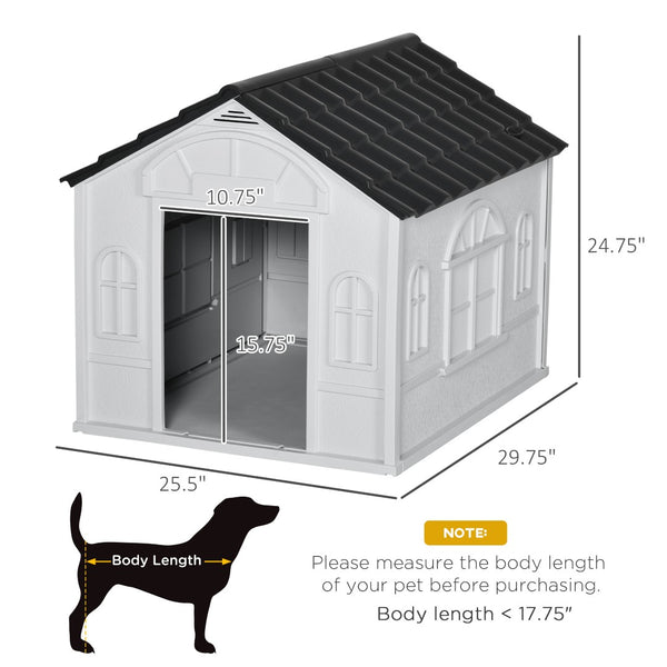 English Elm Pawhut Cottage Style Plastic Dog House Weather Resistant Shelter for Small Medium Pets W2225P166325