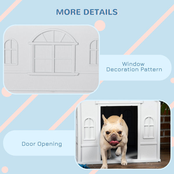 English Elm Pawhut Cottage Style Plastic Dog House Weather Resistant Shelter for Small Medium Pets W2225P166325