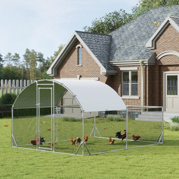 English Elm Pawhut Walk in Galvanized Steel Chicken Run Dome Enclosure Outdoor Backyard Hen Pen W2225P166345