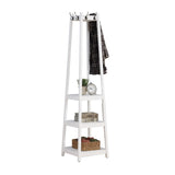 English Elm Vassen Coat Rack W/ 3-Tier Storage Shelves In White Finish