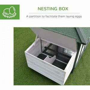 English Elm Pawhut Fir Wood Backyard Chicken Coop with Nesting Box Screened Run and Asphalt Roof W2225P166332