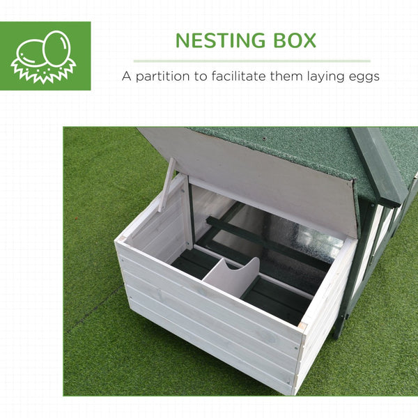 English Elm Pawhut Fir Wood Backyard Chicken Coop with Nesting Box Screened Run and Asphalt Roof W2225P166332