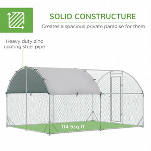 English Elm Pawhut Walk-in Galvanized Steel Chicken Run with Dome Canopy for Yard Farm Use W2225P166340