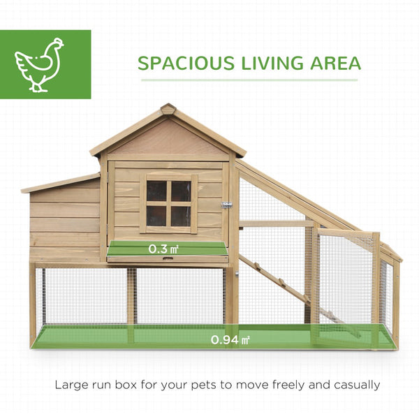 English Elm Pawhut Fir Wood Backyard Hen House with Nesting Box Run Ramp and Ventilated Windows W2225P166334