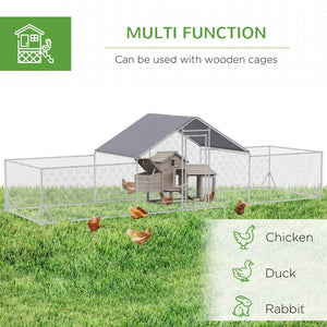 English Elm Pawhut Walk-in Galvanized Steel Poultry Run with Uv Waterproof Cover for Yard Use W2225P166342