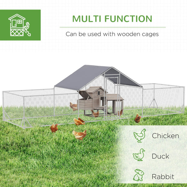 English Elm Pawhut Walk-in Galvanized Steel Poultry Run with Uv Waterproof Cover for Yard Use W2225P166342
