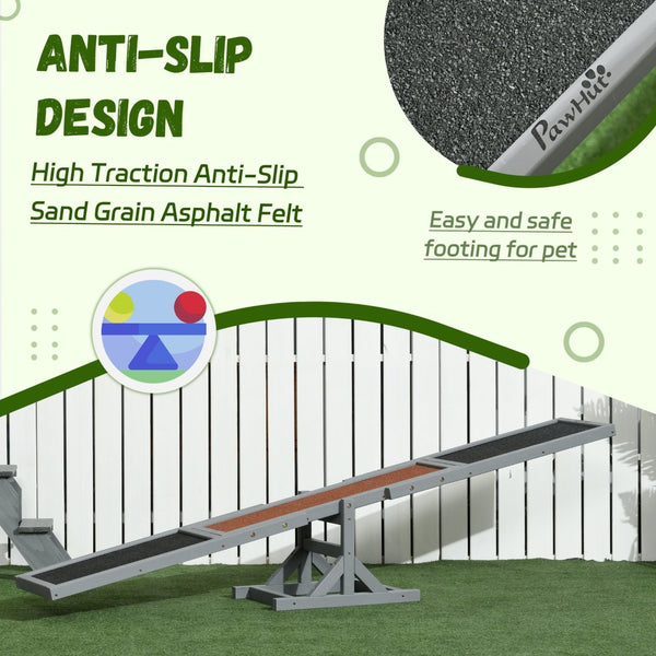 English Elm Pawhut Wooden Dog Agility Seesaw – Weather-Resistant Training Equipment For Confident Pets, 71" Long W2225P166278-GIGA