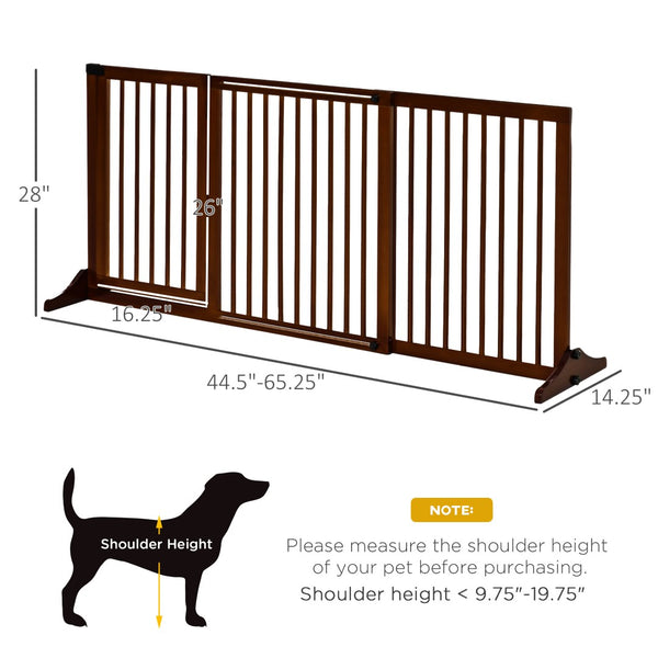 English Elm Pawhut Elegant Adjustable Wooden Pet Gate - Stylish Freestanding Dog Barrier With Lockable Door W2225P166424-GIGA