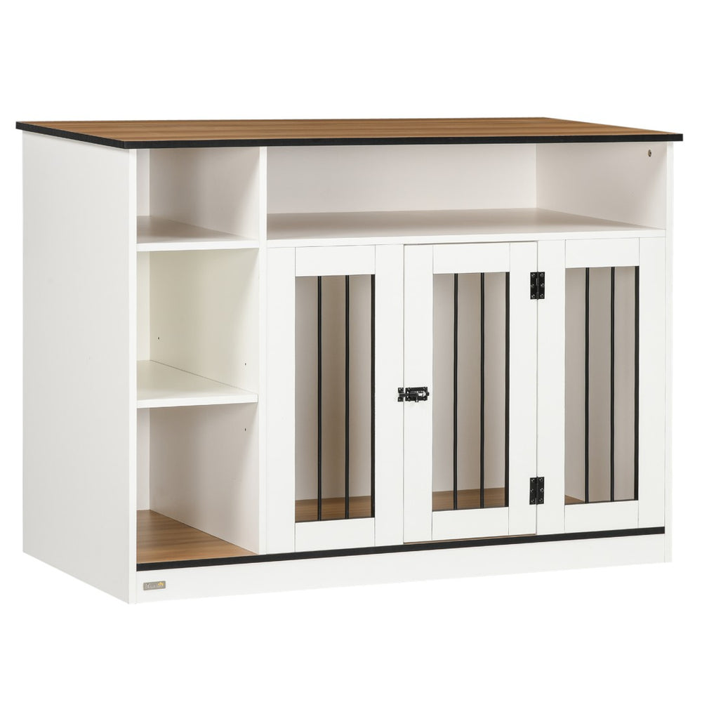 English Elm Pawhut Oak Finish Dog Kennel End Table with Divider for Living Room Decor W2225P166428