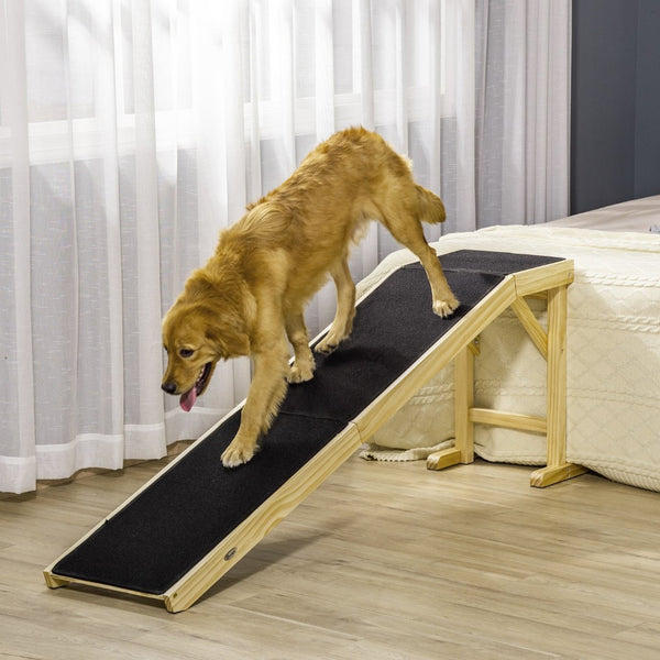 English Elm Pawhut Dog Ramp For Easy Access To Beds & Sofas, Non-Slip Surface, Durable Pine Wood, 74" X 16" W2225P166276-GIGA