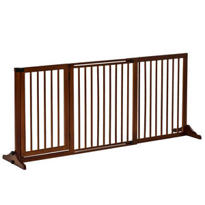 English Elm Pawhut Elegant Adjustable Wooden Pet Gate - Stylish Freestanding Dog Barrier With Lockable Door W2225P166424-GIGA