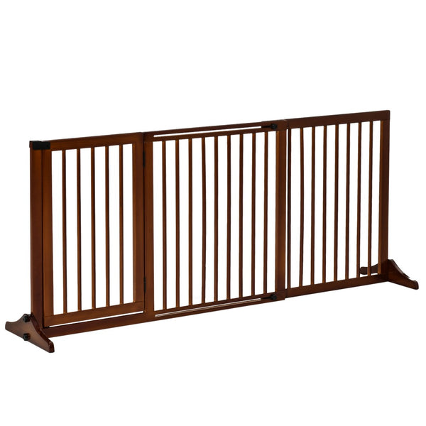 English Elm Pawhut Elegant Adjustable Wooden Pet Gate - Stylish Freestanding Dog Barrier With Lockable Door W2225P166424-GIGA