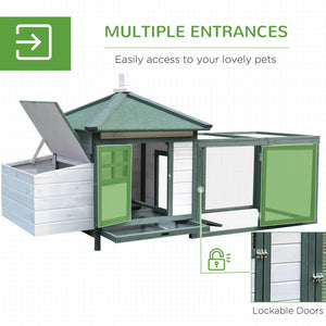 English Elm Pawhut Fir Wood Backyard Chicken Coop with Nesting Box Screened Run and Asphalt Roof W2225P166332