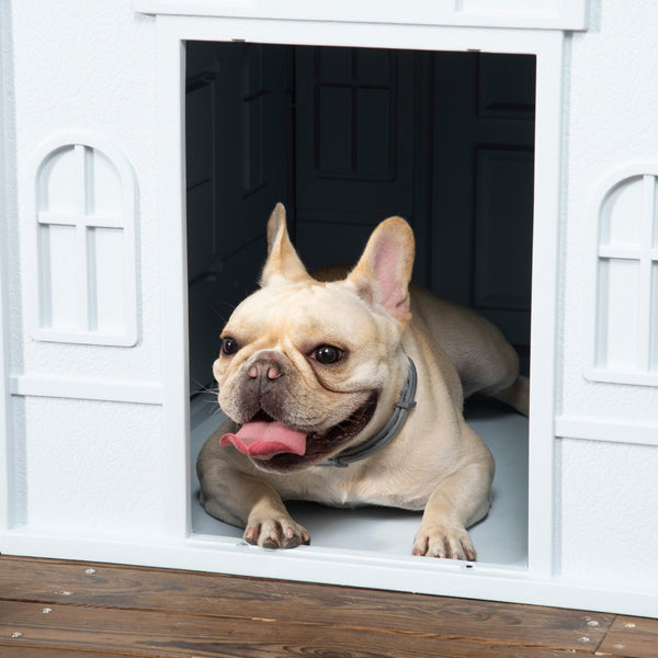 English Elm Pawhut Cottage Style Plastic Dog House Weather Resistant Shelter for Small Medium Pets W2225P166324