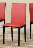 Set of 4 Red Faux Leather Dining Chairs with Metal Frame - Noyes Collection