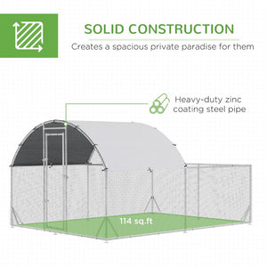 English Elm Pawhut Walk in Galvanized Steel Chicken Run Dome Enclosure Outdoor Backyard Hen Pen W2225P166345