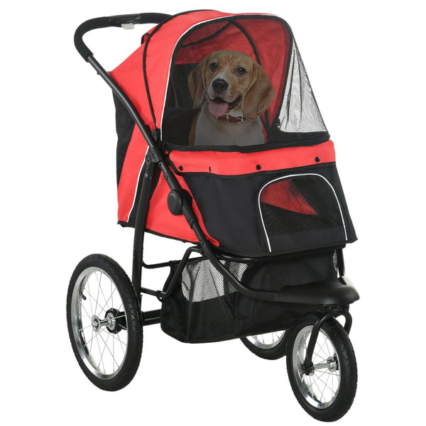 English Elm Pawhut Pet Stroller For Small & Medium Dogs - All-Terrain 3-Wheel Design With Adjustable Canopy & Safety Features W2225P166290-GIGA