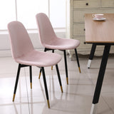 Lassan Pink Velvet Dining Chairs Set of 4 with Metal Legs