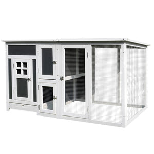 English Elm Pawhut Fir Wood Backyard Hen House with Nesting Box Run Area and Waterproof Roof W2225P166333