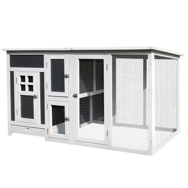 English Elm Pawhut Fir Wood Backyard Hen House with Nesting Box Run Area and Waterproof Roof W2225P166333