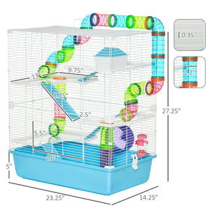 English Elm Pawhut Five Tier Wire Hamster Habitat with Tunnels Exercise Wheel and Carry Handles W2225P166271