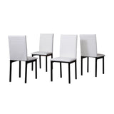 English Elm Noyes Faux Leather Seat Metal Frame Dining Chairs, Set Of 4, White