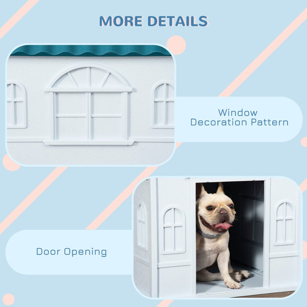 English Elm Pawhut Cottage Style Plastic Dog House Weather Resistant Shelter for Small Medium Pets W2225P166324