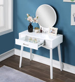 Maly Contemporary Wood Vanity and Stool Set, White