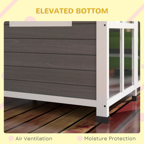 English Elm Pawhut Cabin Style Wooden Dog House Large Breeds Asphalt Roof Openable Ventilation W2225P166327