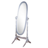 English Elm Traditional Queen Anna Style Wood Floor Cheval Mirror, Silver Finish